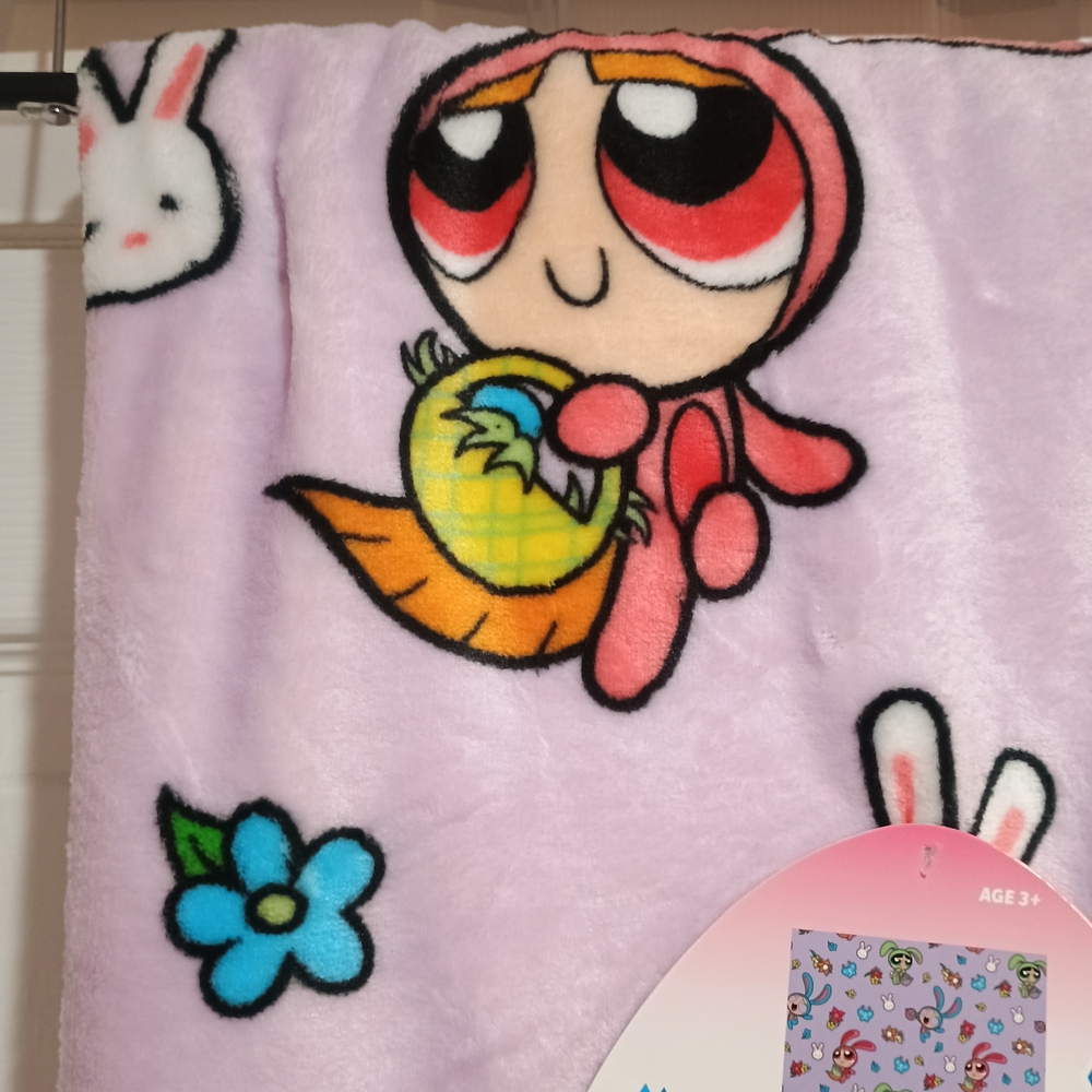New Cartoon Network Powerpuff Girls Easter Lavender Throw Blanket Size 50x70 - Picture 4 of 5